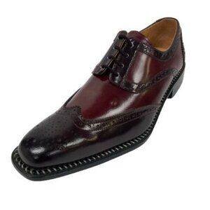 LIBERTYZENO BLACK/BURGUNDY LEATHER OXFORD STYLE DRESS SHOES